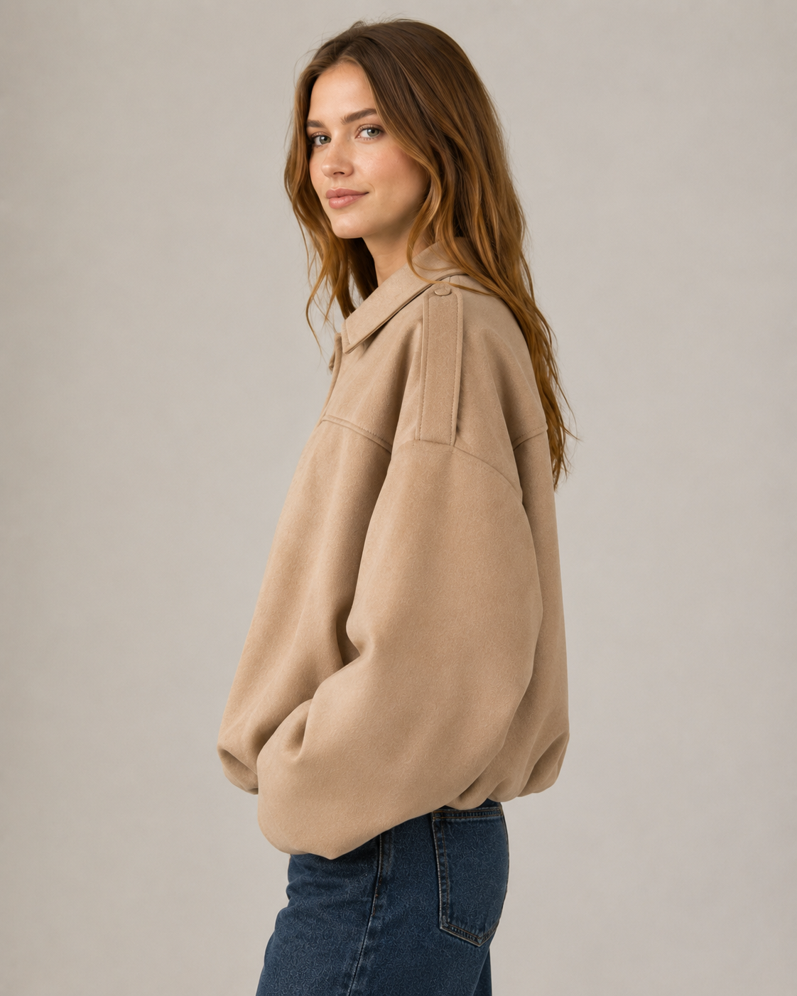 Women's Casual Bomber Jacket – Relaxed Fit Zip Up Casual Streetwear Lightweight Jacket
