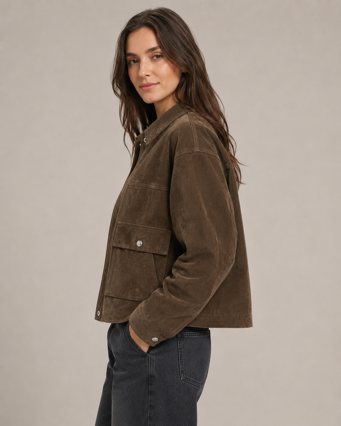 Women's Faux Leather Bomber Jacket – Relaxed Fit Zip Up Collared Casual Vintage Streetwear Jacket