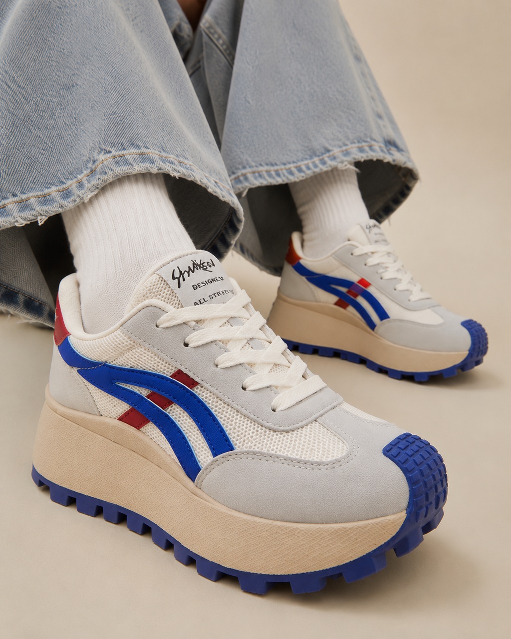 Women's Chunky Sneakers – Platform Lace Up Casual Walking Streetwear Fashion Shoes
