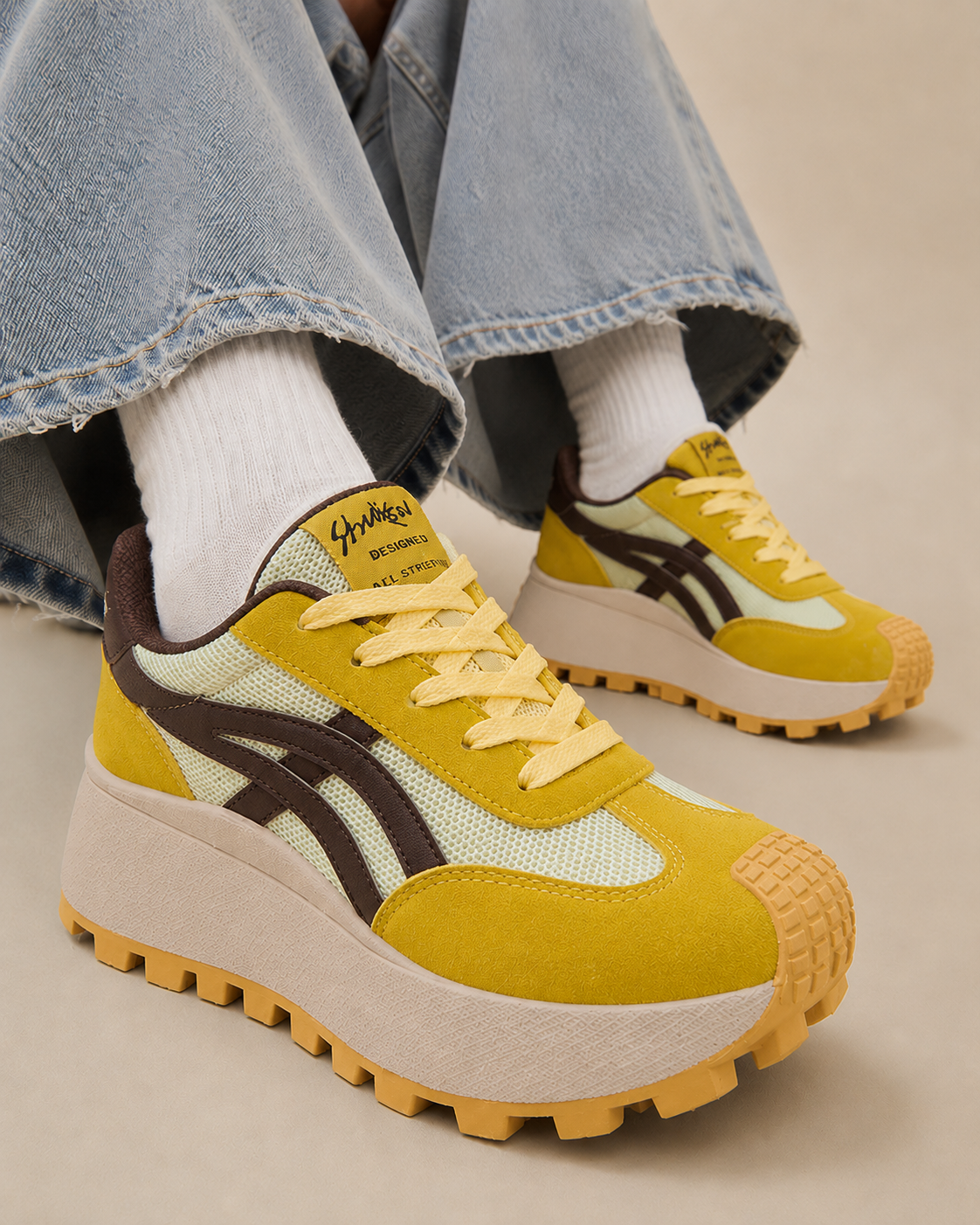 Women's Chunky Sneakers – Platform Lace Up Casual Walking Streetwear Fashion Shoes