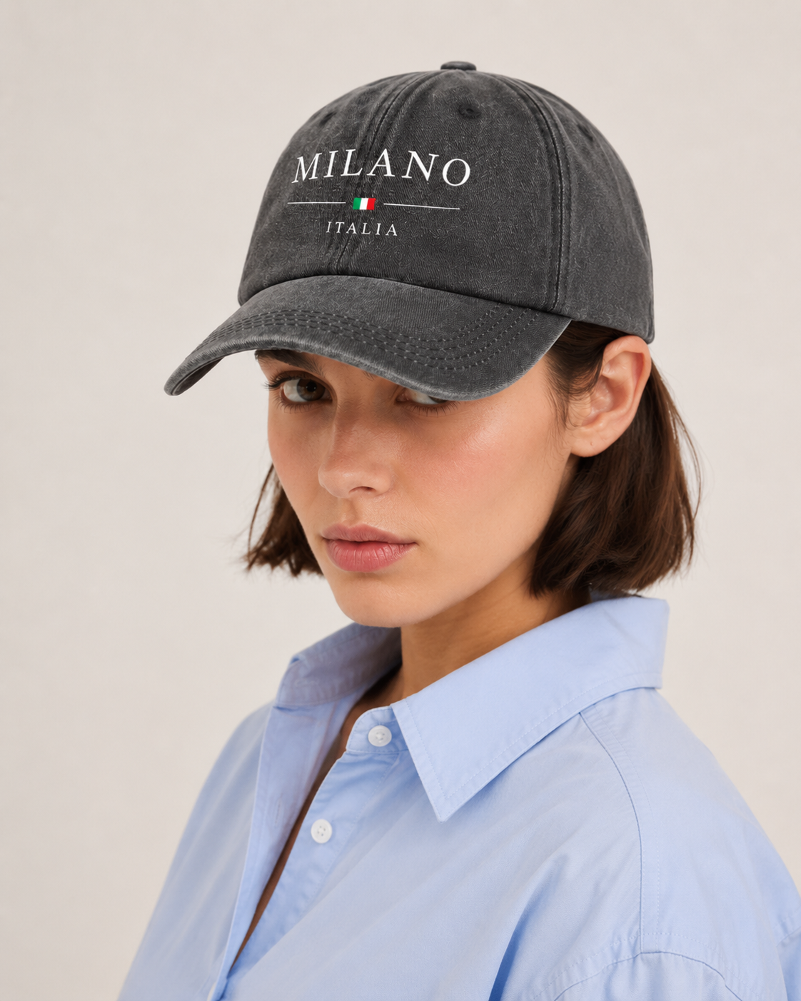 Vintage Washed Cotton Milano Baseball Cap – Embroidered Adjustable Dad Hat Casual Unisex Hat