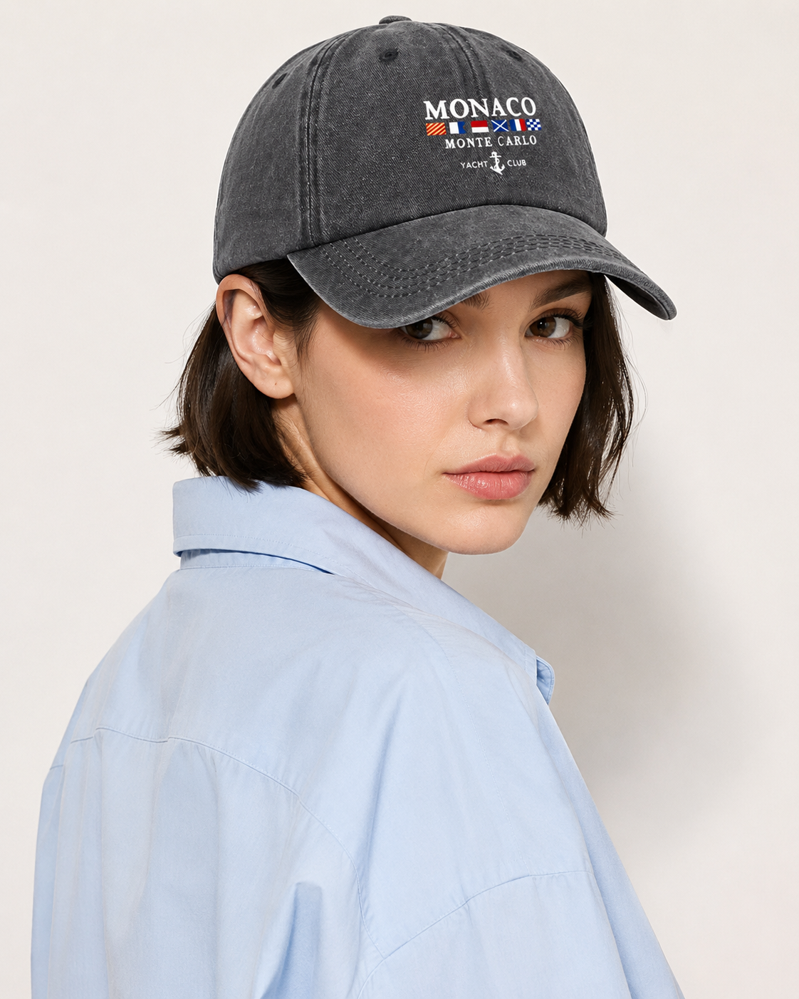 Vintage Washed Cotton Monaco Baseball Cap – Embroidered Adjustable Dad Hat Casual Unisex Hat