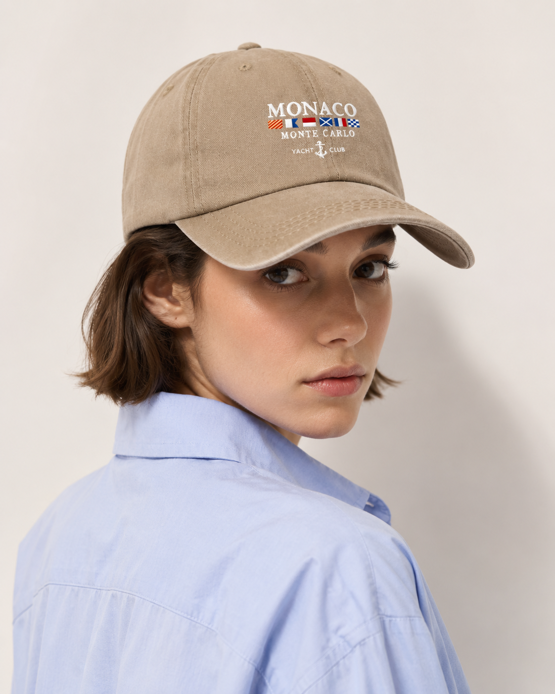Vintage Washed Cotton Monaco Baseball Cap – Embroidered Adjustable Dad Hat Casual Unisex Hat