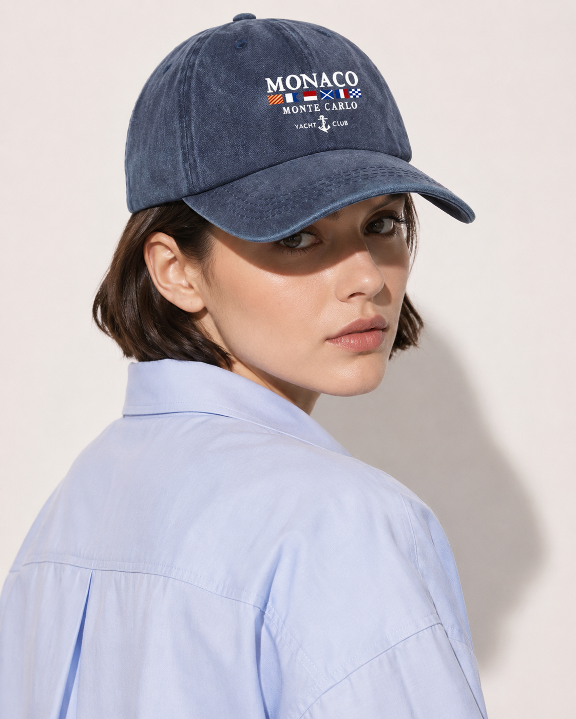 Vintage Washed Cotton Monaco Baseball Cap – Embroidered Adjustable Dad Hat Casual Unisex Hat