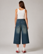Vintage Wash Cropped Wide-Leg Jeans