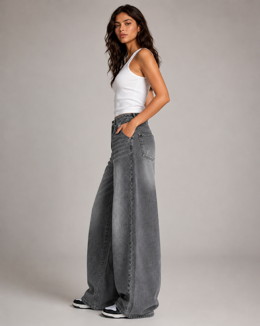 Distressed Wide-Leg Denim Jeans for Women