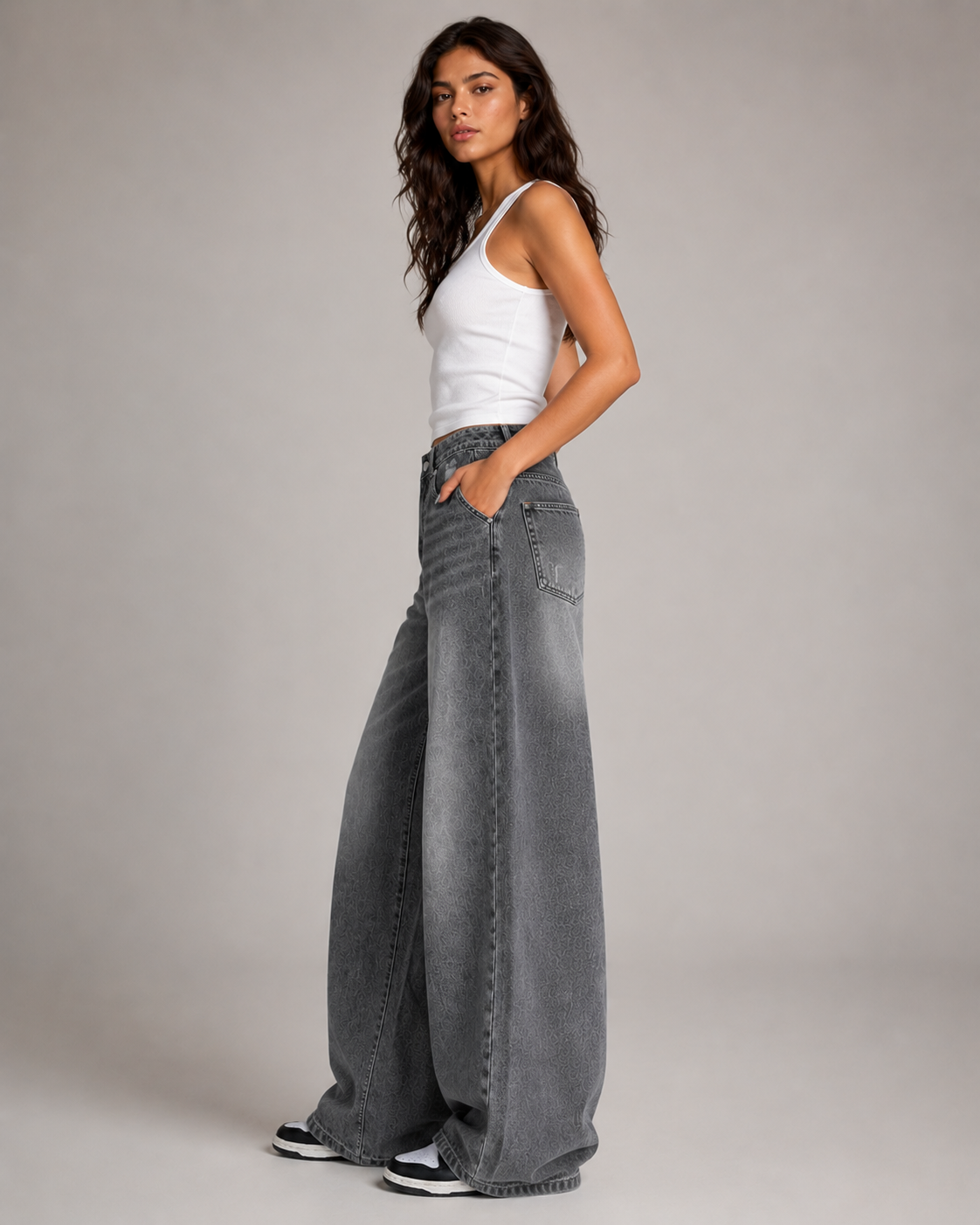 Distressed Wide-Leg Denim Jeans for Women