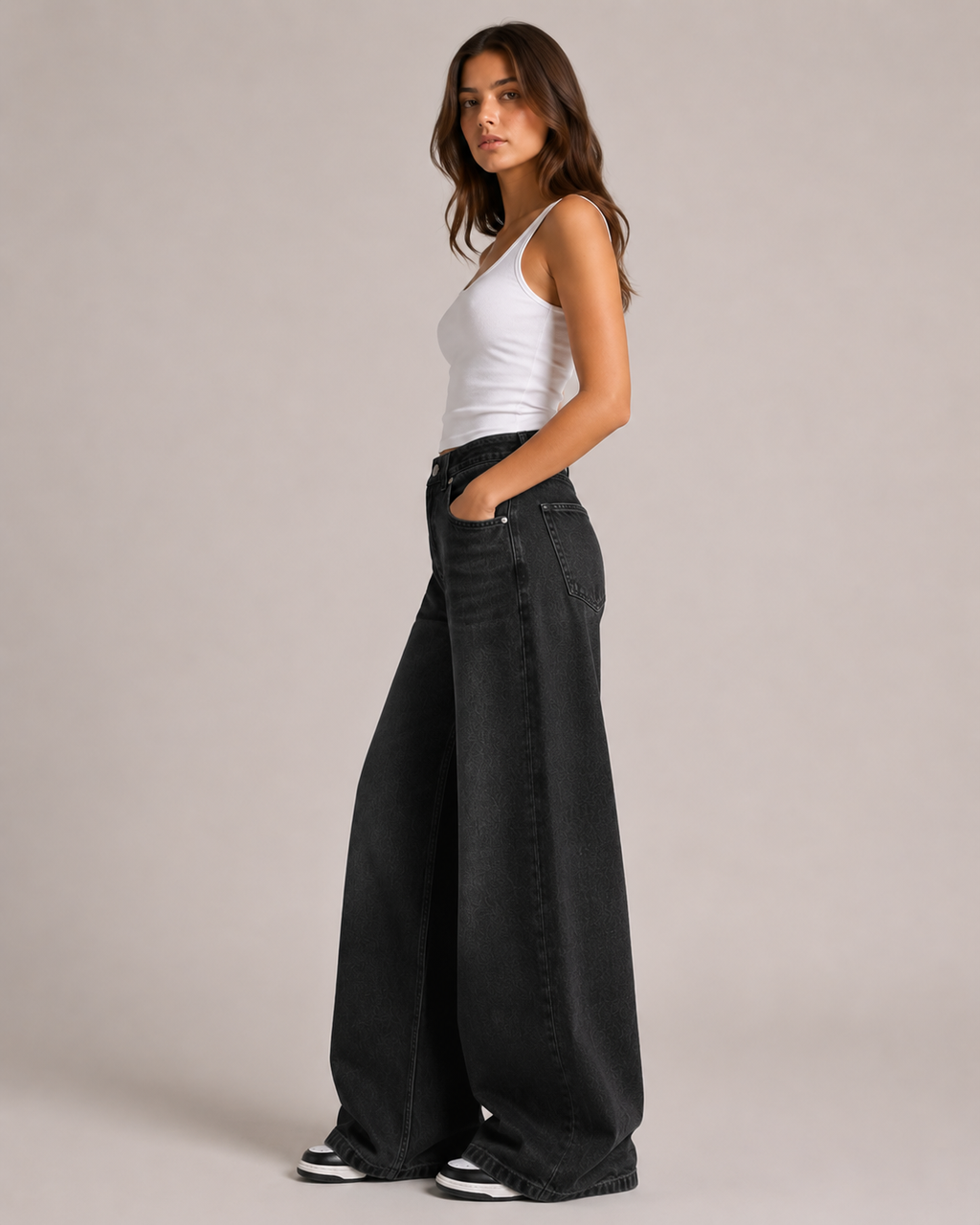 Distressed Wide-Leg Denim Jeans for Women