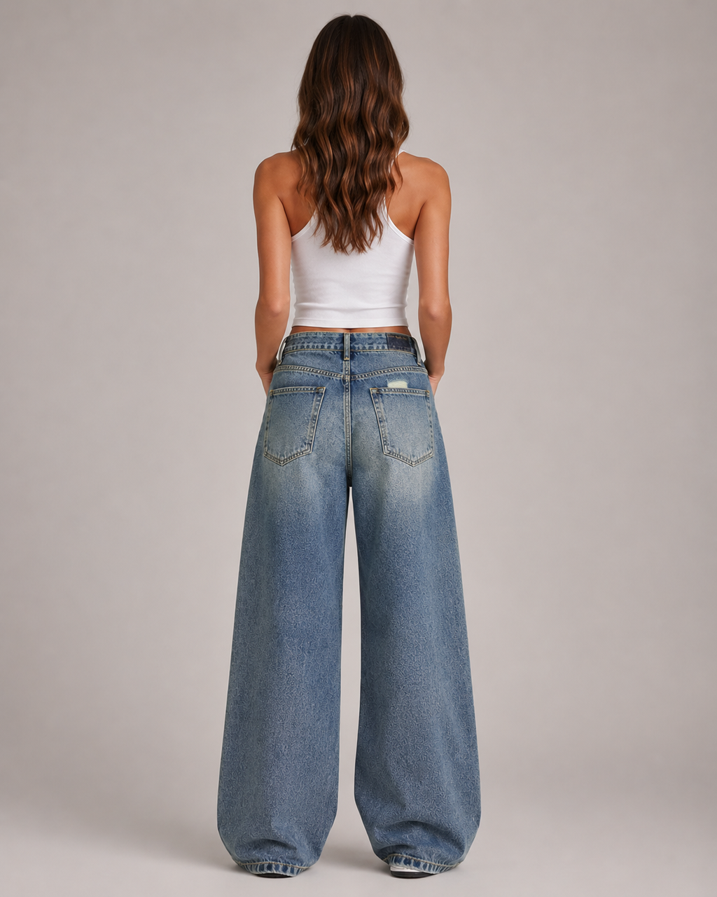 Distressed Wide-Leg Denim Jeans for Women