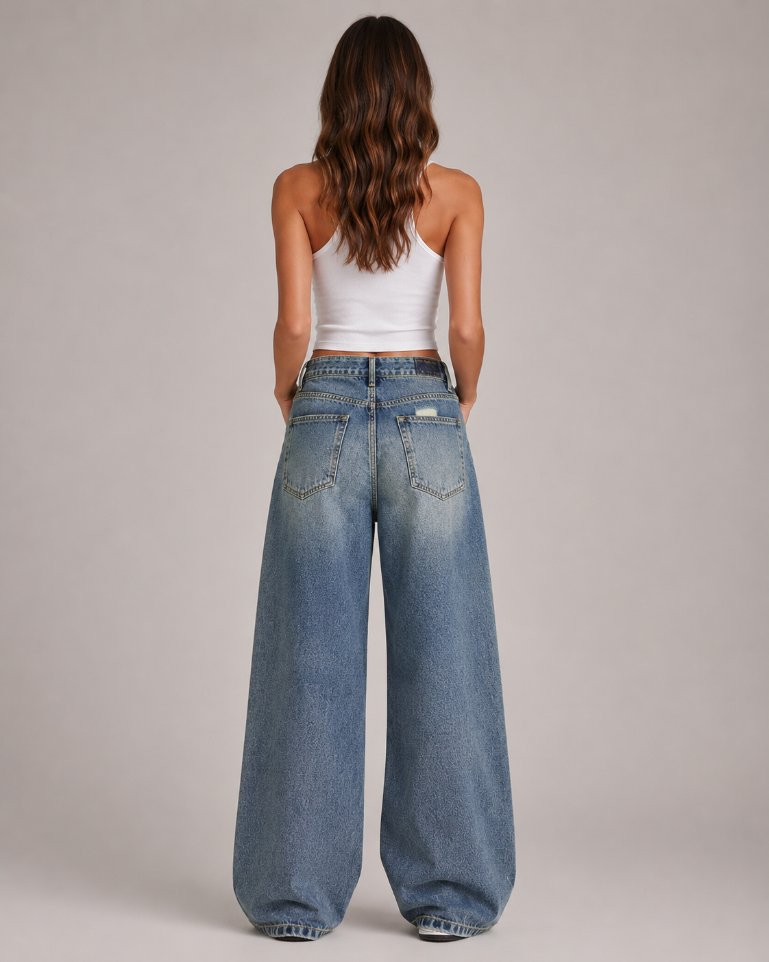 Distressed Wide-Leg Denim Jeans for Women