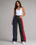 Women's Striped Wide Leg Denim Jeans – High Rise Relaxed Fit Panel Jeans Casual Streetwear Pants