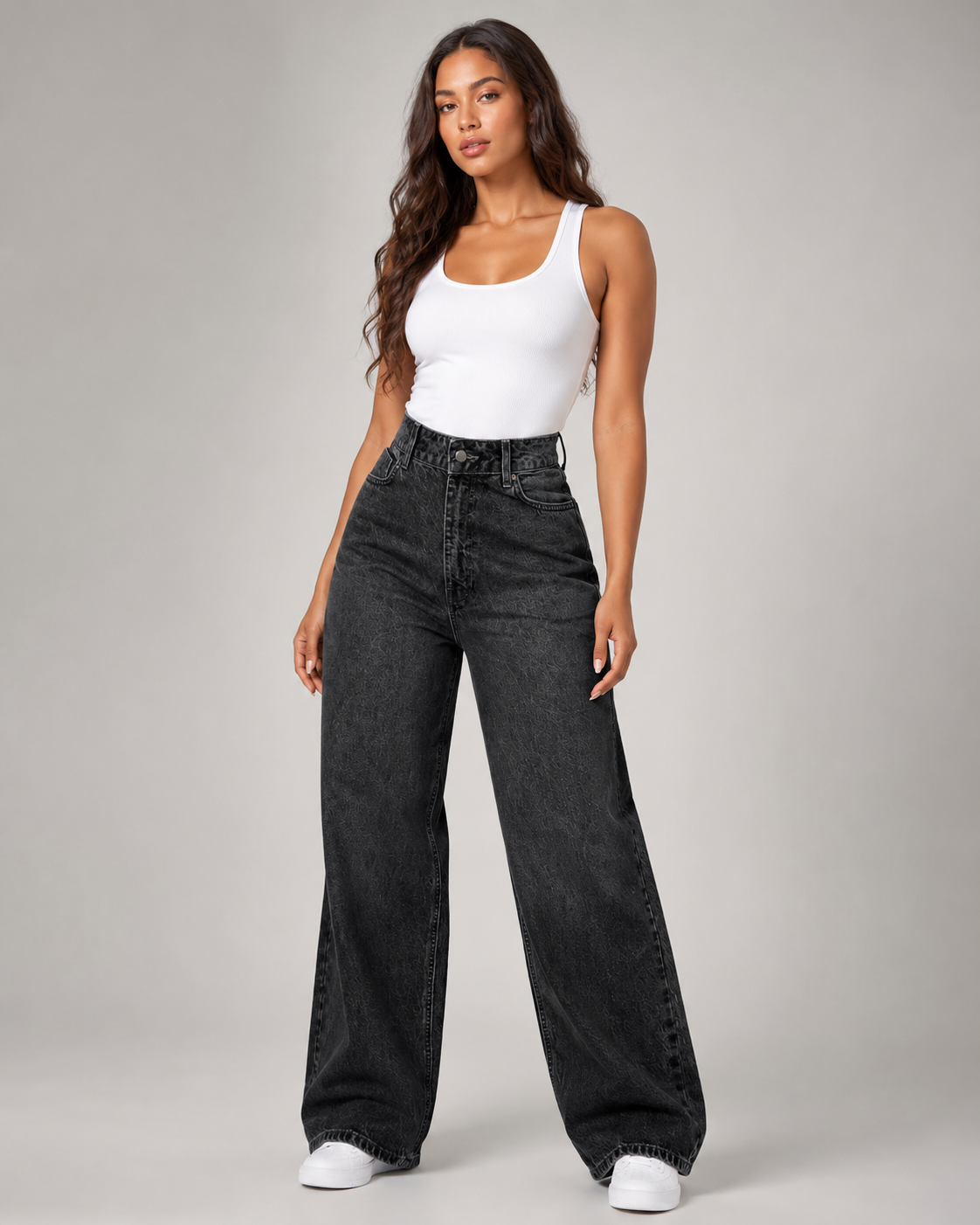 Women's High Waist Straight Leg Denim Jeans – Relaxed Fit Wide Leg Casual Everyday Jeans