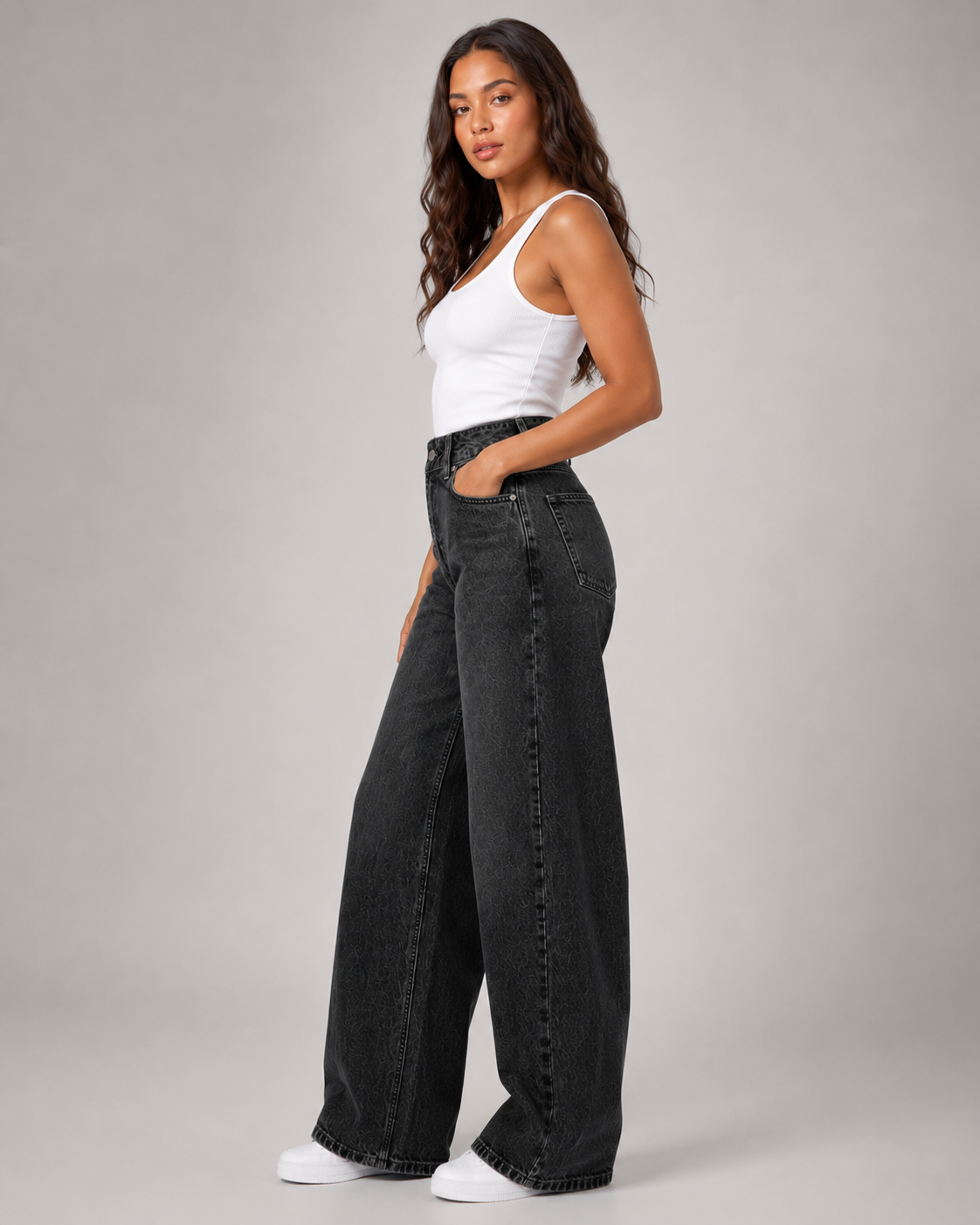 Women's High Waist Straight Leg Denim Jeans – Relaxed Fit Wide Leg Casual Everyday Jeans