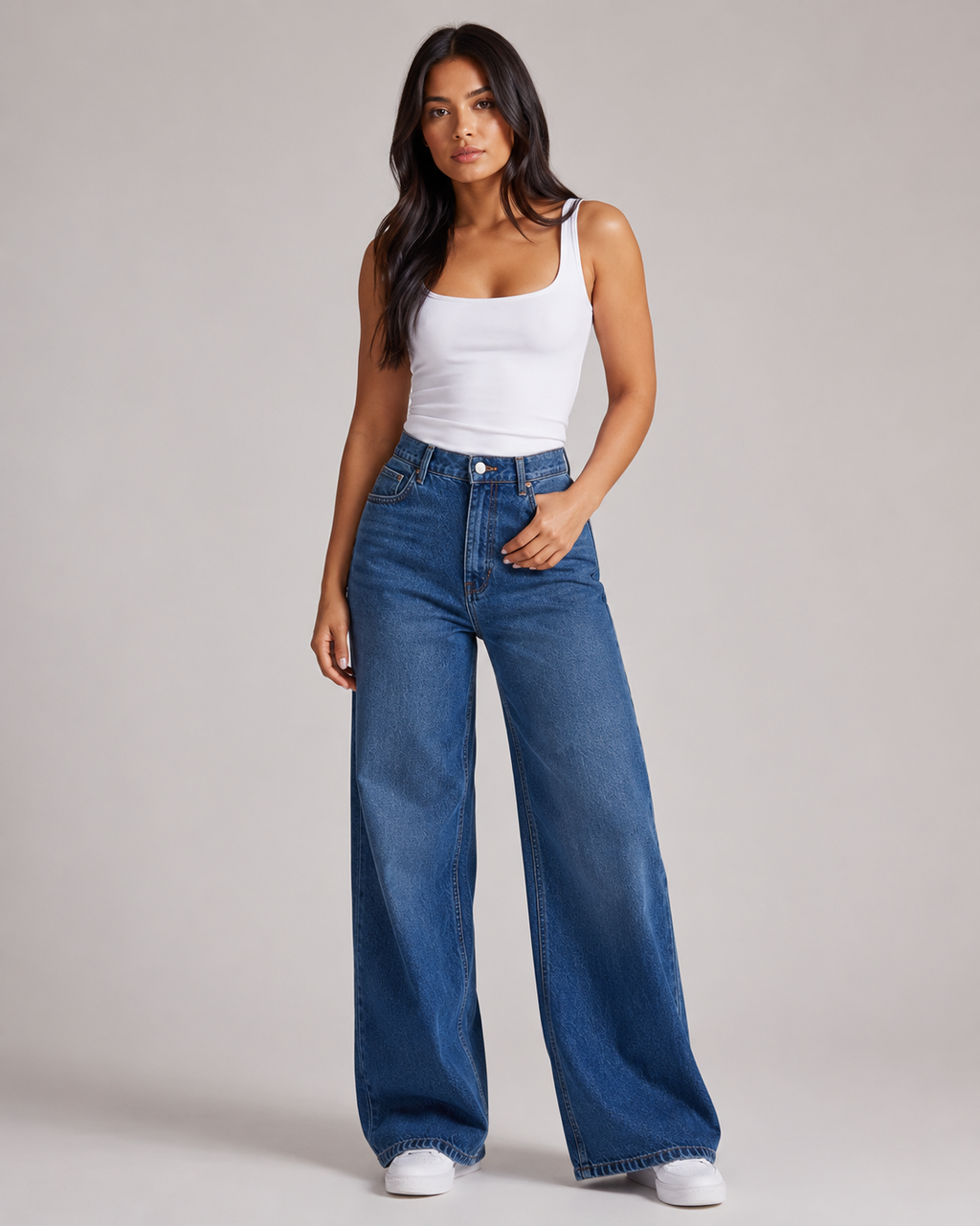 Women's High Waist Straight Leg Denim Jeans – Relaxed Fit Wide Leg Casual Everyday Jeans