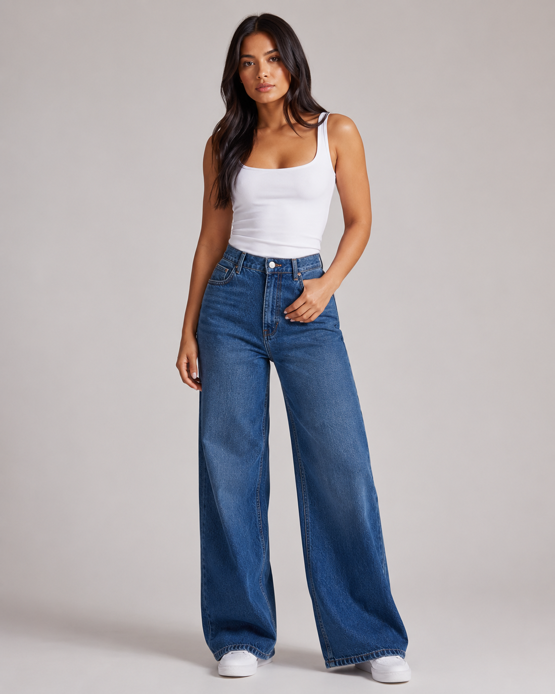 Women's High Waist Straight Leg Denim Jeans – Relaxed Fit Wide Leg Casual Everyday Jeans