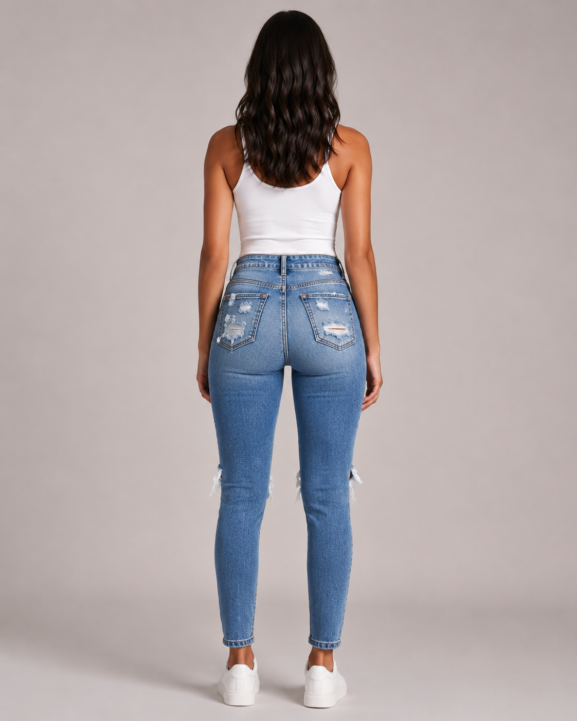 Women's High Waisted Ripped Skinny Jeans – Stretch Distressed Denim Slim Fit Casual Jeans
