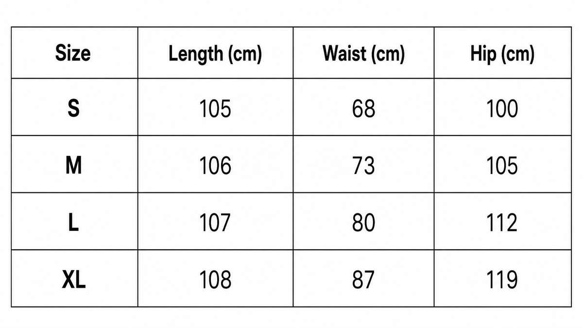 Sizing chart