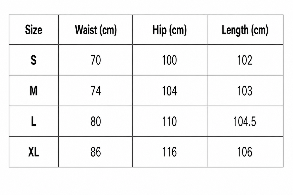 Sizing chart